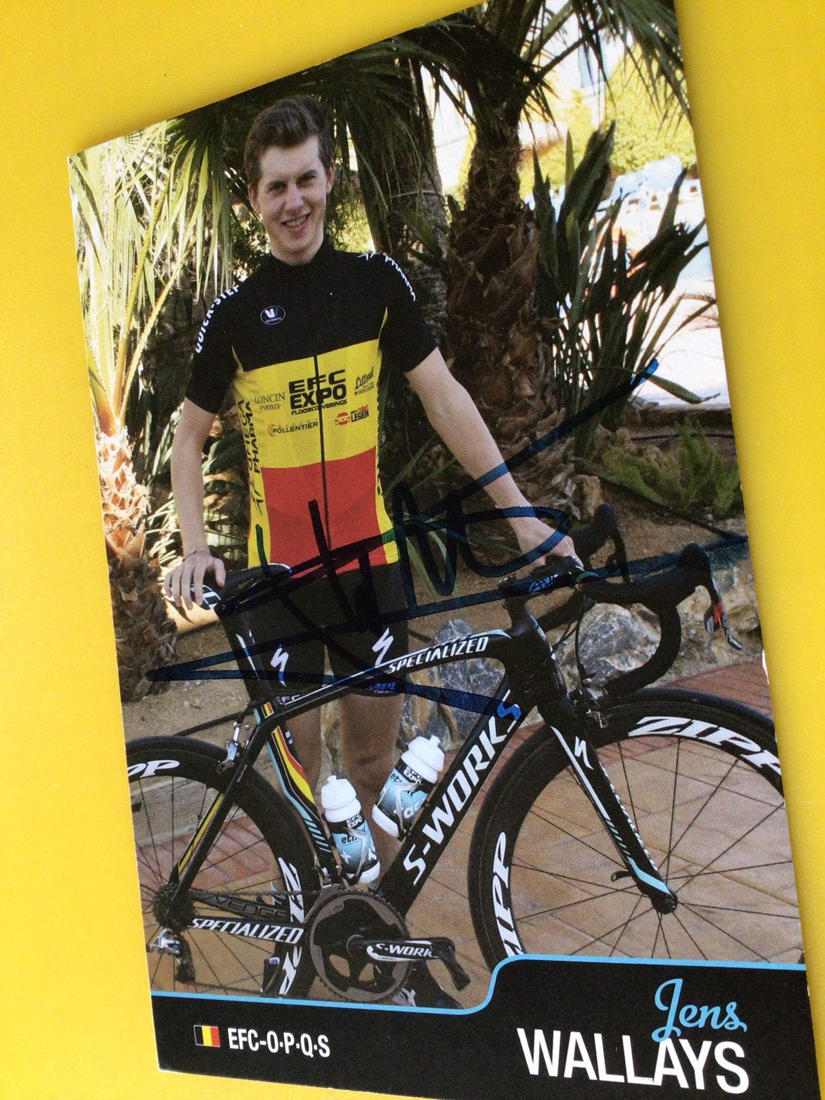 Wielerkaart 2014 bk team quick step jens wallays signe, Envoi, Comme neuf