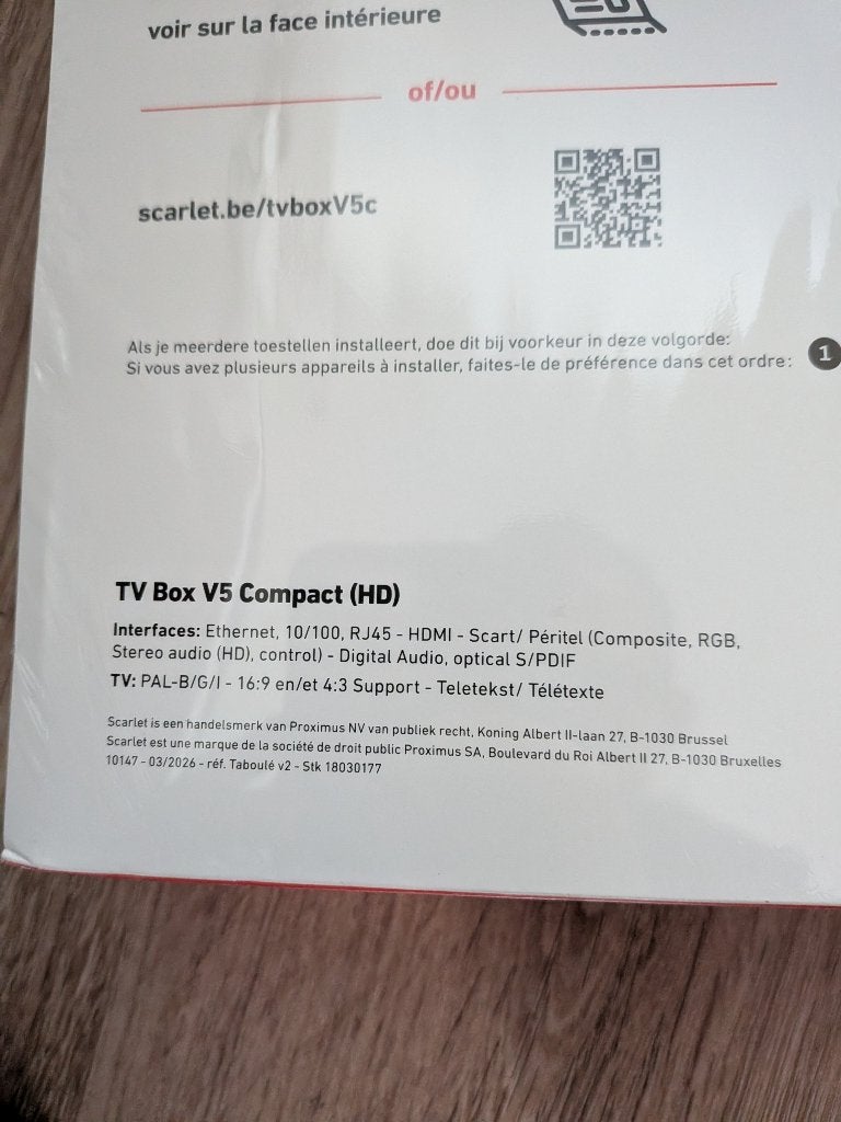 décodeur Scarlet Proximus V5C récemment scellé, Enlèvement, Neuf, Décodeur