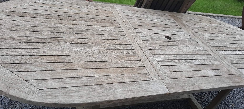 ensemble jardin teck qualité++  table 240cm 6 chaises, Ophalen, Gebruikt, Eettafel, Loungeset
