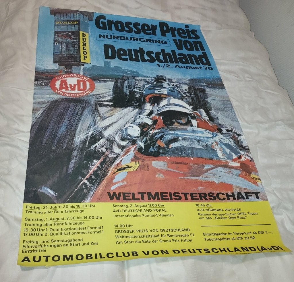 Originele Formule 1 poster Grand prix Nürburgring 1970, Ophalen of Verzenden, Gebruikt