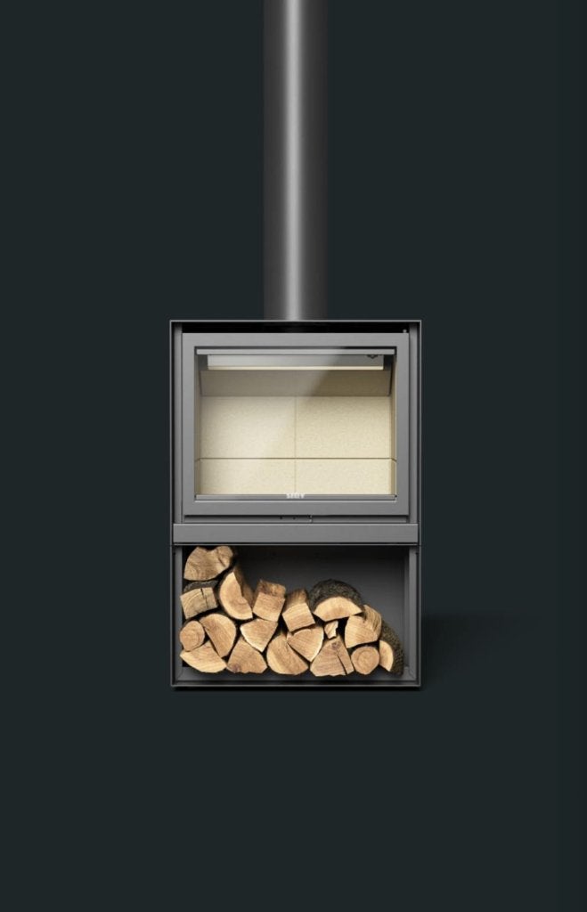 Poêle à bois Stûv 16/58 H noir, Enlèvement ou Envoi, Comme neuf, Cheminée sur pied, Cheminée au bois