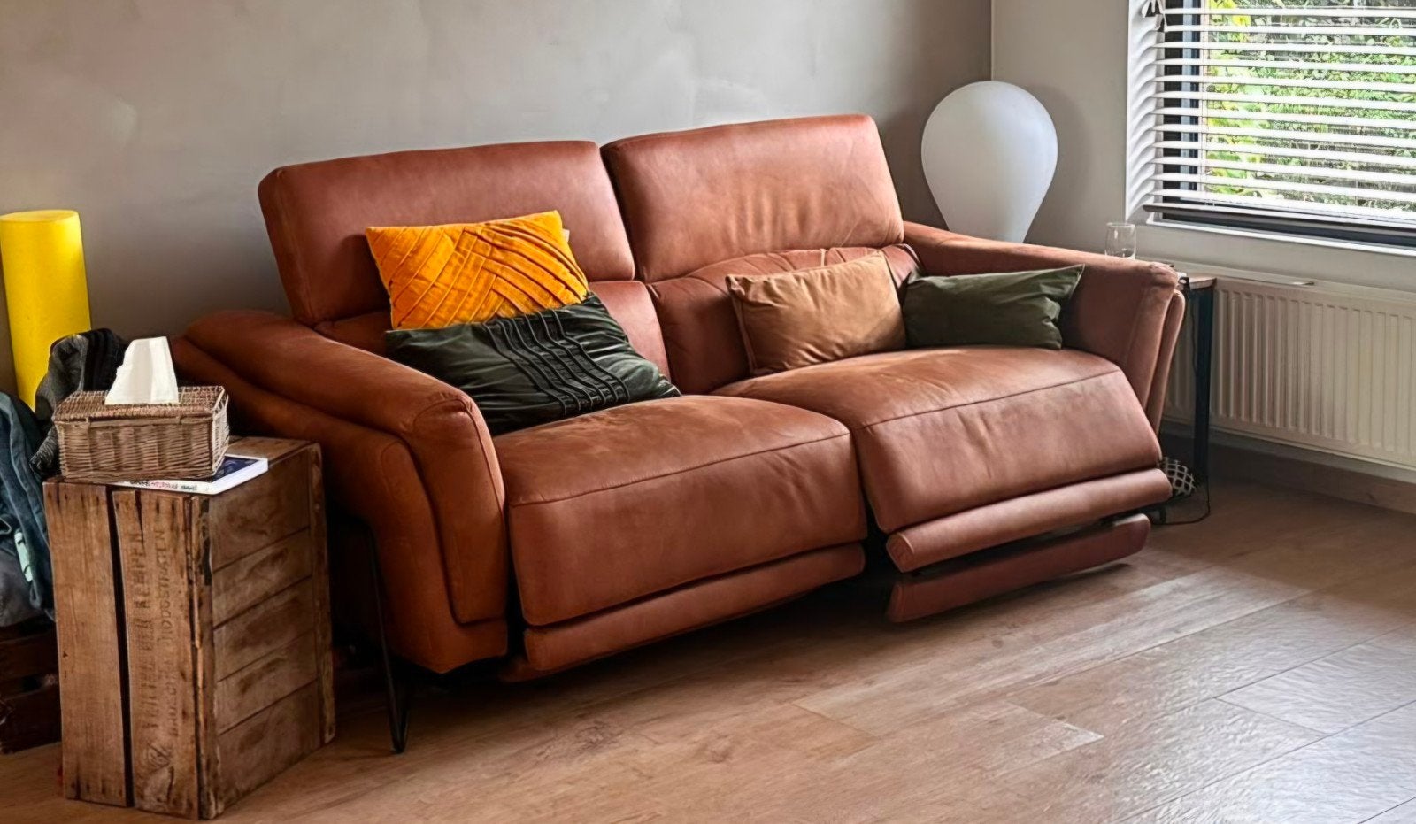 2,5-zit met elektrische relaxen AMBER - Cognac, Enlèvement, Utilisé, Cuir
