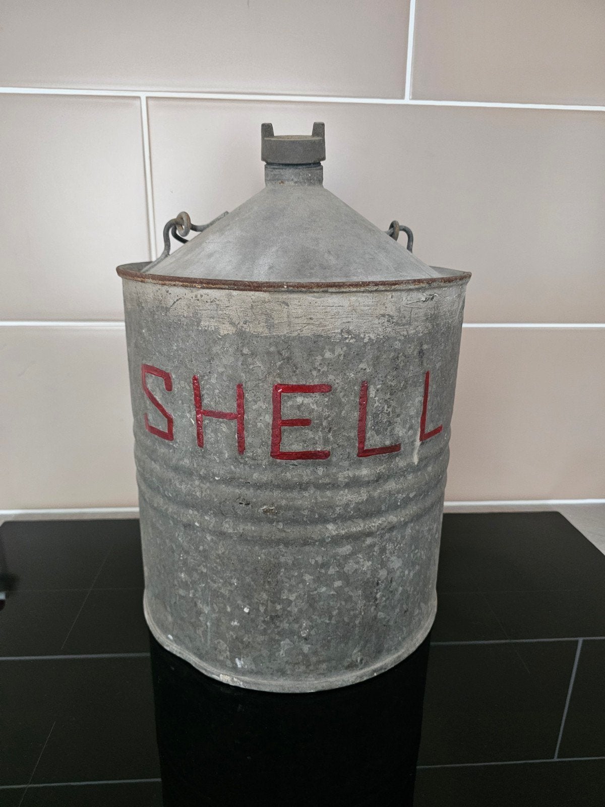 olie/benzine kan shell, Verzamelen, Ophalen, Gebruikt