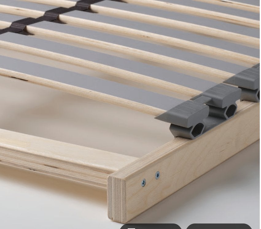 Bedframe 140 cm "twijfelaar" & 2 lattenbodems (2x 70 cm), Ophalen, Gebruikt, Wit, 140 cm