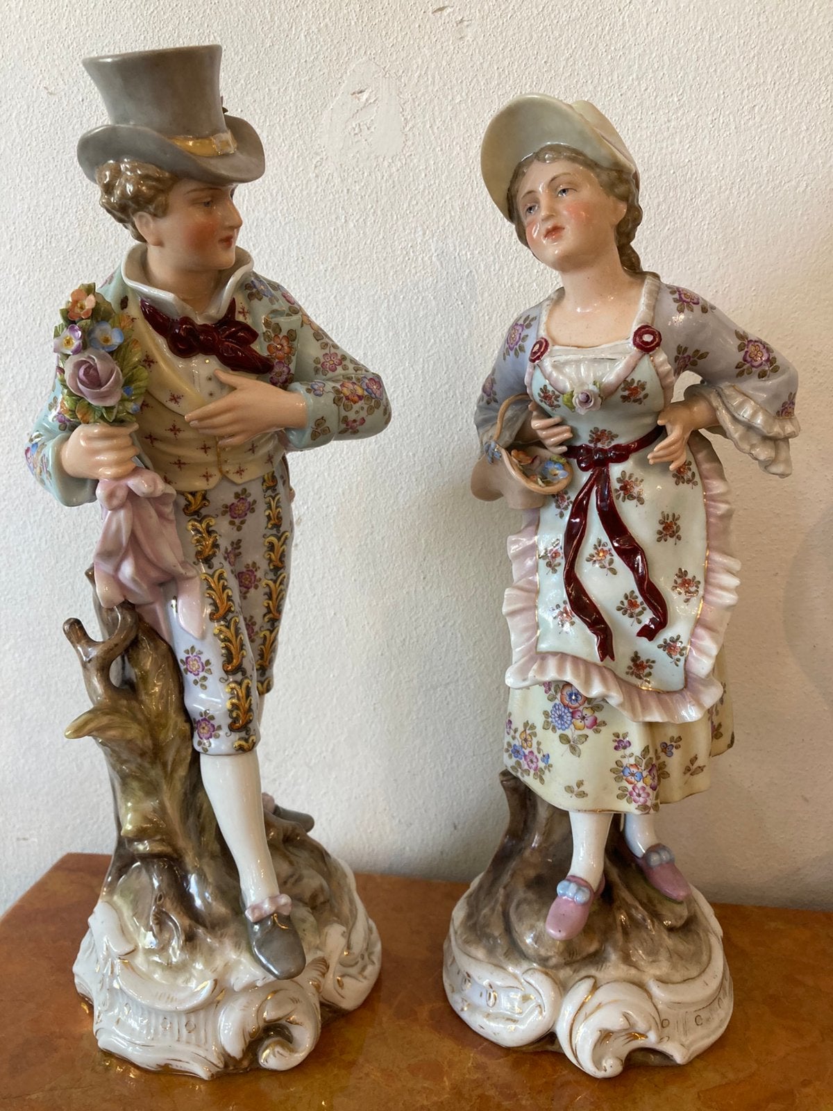 Koppel porselein in perfecte staat 30 cm hoog, Antiek en Kunst, Ophalen