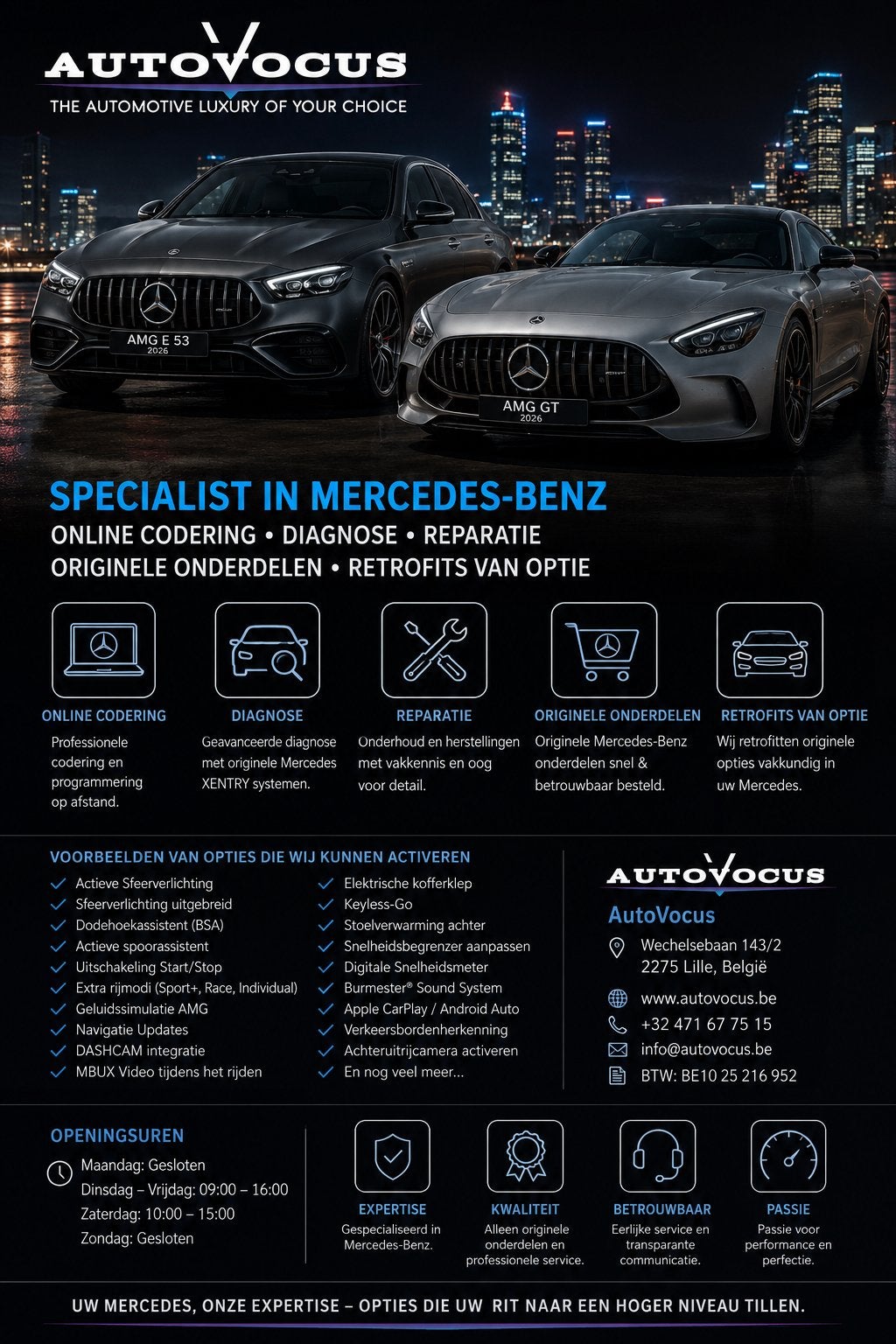 Mercedes-Benz,AUDI,BMW..enzz diagnose herstelling codeering, Ophalen, AUTOVOCUS B.V, Ctuning@autovocus.be, Wechelsebaan 143/2, 2275 Lille belgie