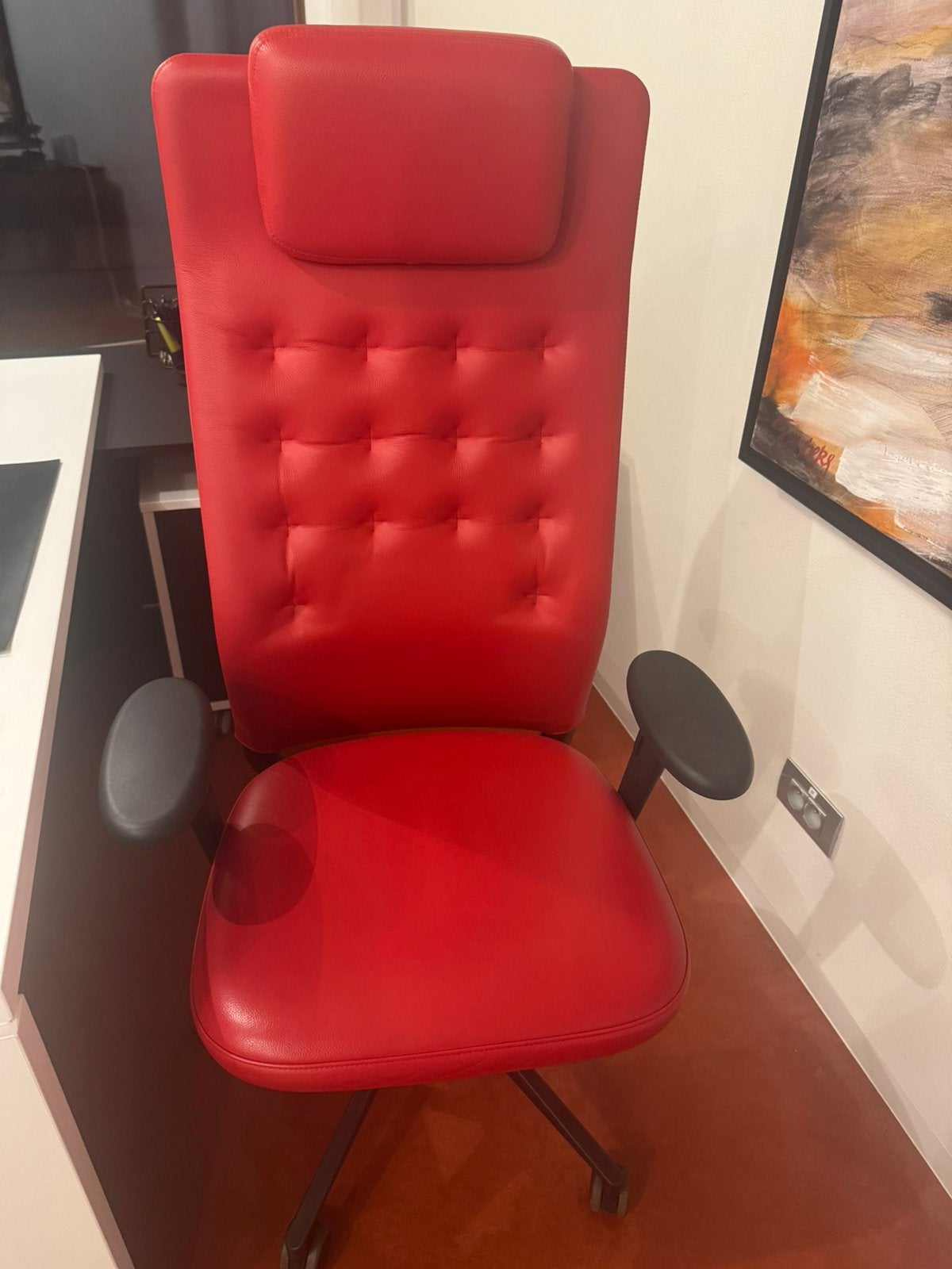 Originele Vitra Bureaustoel - rood leder, Huis en Inrichting, Ophalen, Zo goed als nieuw, Bureaustoel, Rood