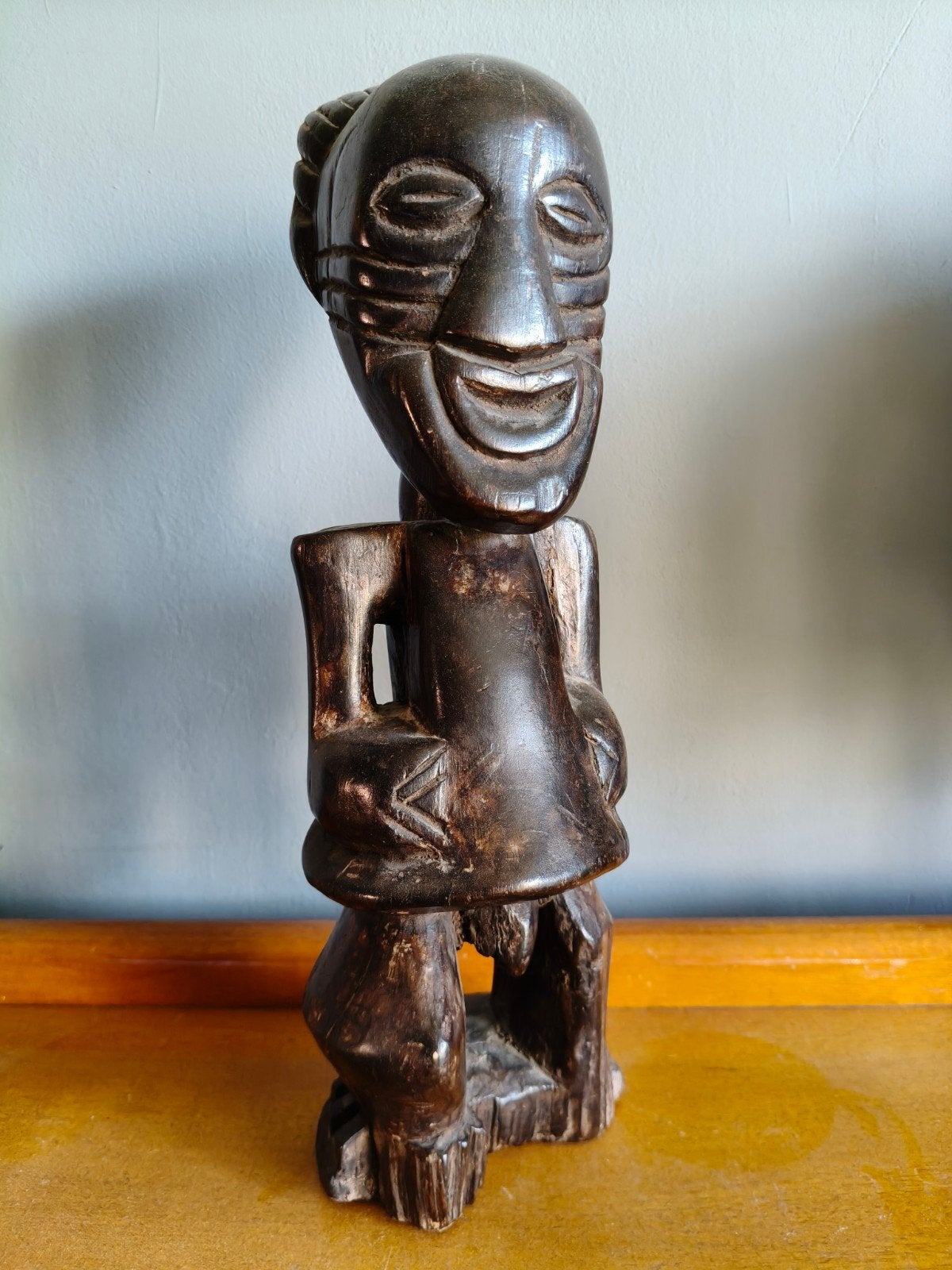 Authentiek Afrikaans Houten Beeldje – Songye Stijl (34 cm /, Ophalen, Hout, Houtsnijwerk