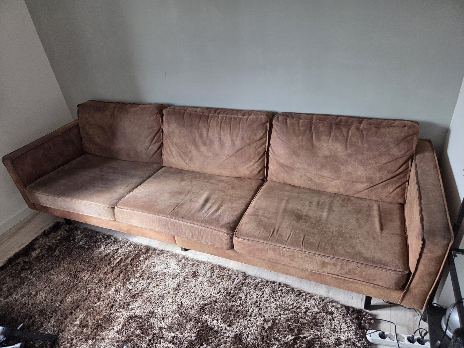 Grote comfortabele 3-zitsbank – 275 cm – cognac/bruin, Huis en Inrichting, Ophalen