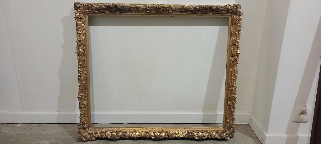 Cadre vide ancien doré Louis XV–Format 20F(73x60 cm),c57, Enlèvement, Utilisé, Bois, Doré