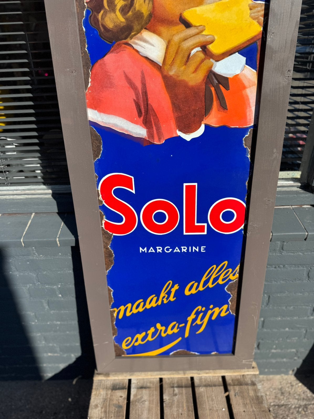 Solo Margarine emaille reclamebord, Ophalen, Reclamebord, Gebruikt, .