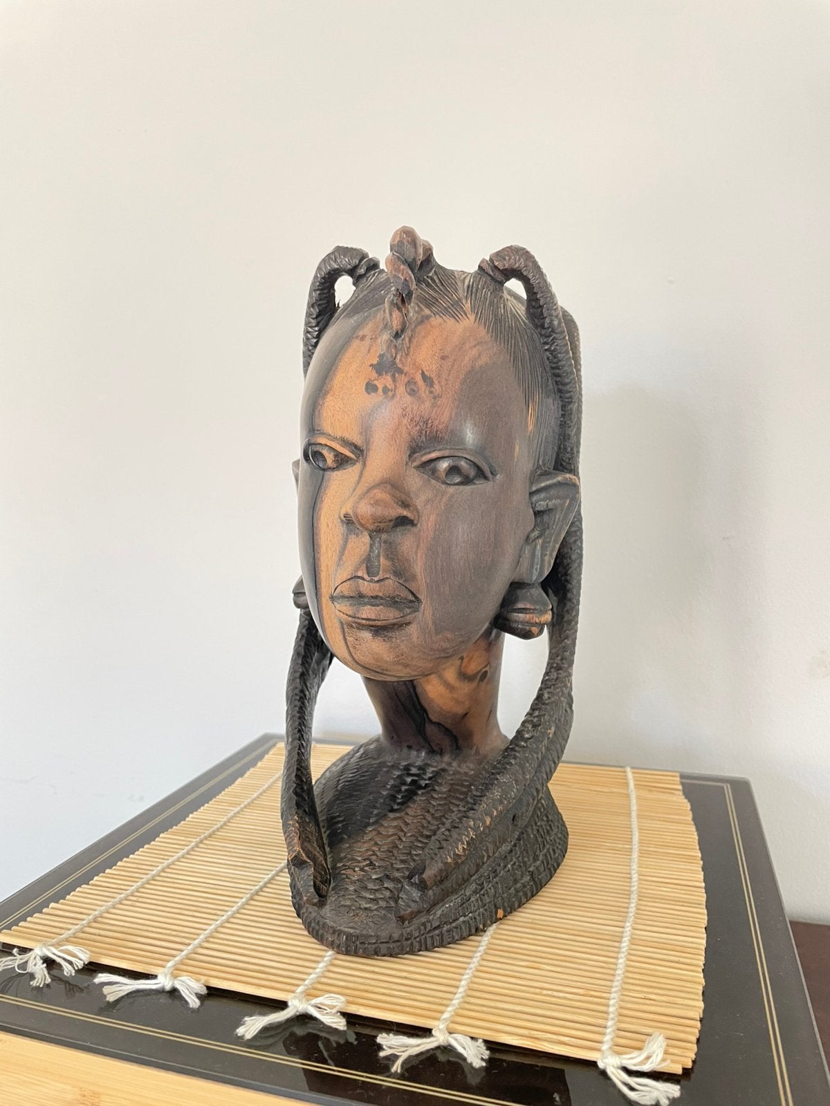 Prachtige Handgesneden Afrikaanse Vrouwenbuste - Massief, Ophalen, Zwart, Beeld, Hout