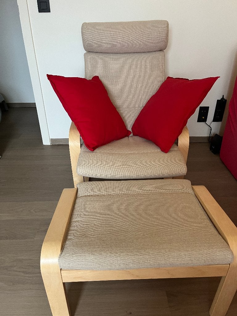 1-persoonszetel met voetbank en kussens, Ophalen, Zo goed als nieuw, Hout