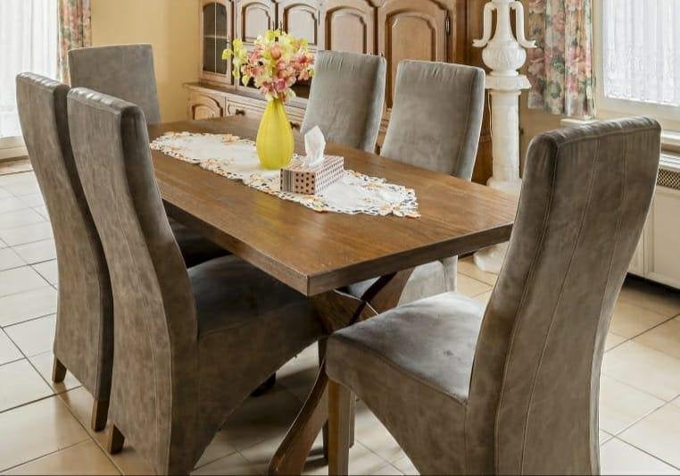 Tafel (1m73 x 0m88) + 6 stoelen, Ophalen, Gebruikt, 50 tot 100 cm, Vijf personen of meer