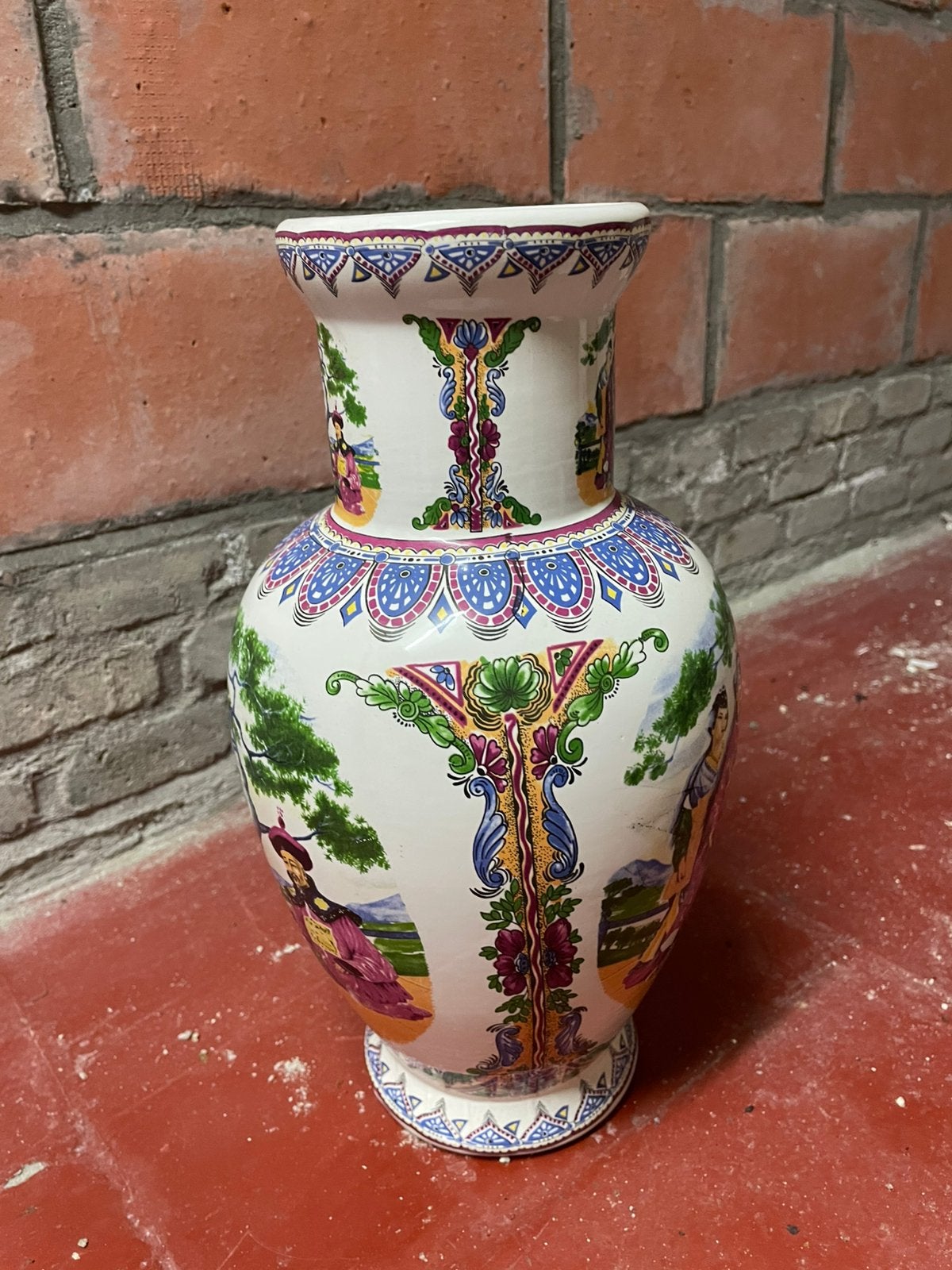 Vintage polychrome keramieken vaas, Antiek en Kunst, Ophalen