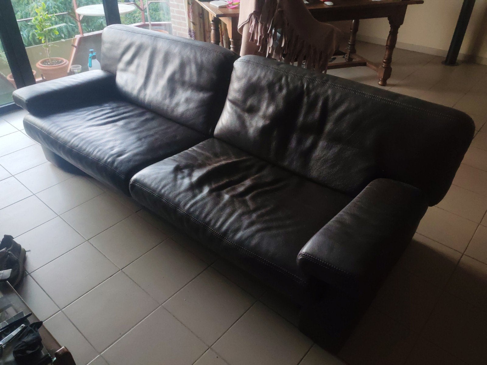 Lederen 3zit zetel Durlet, 200 à 250 cm, Design, Banc droit, Comme neuf