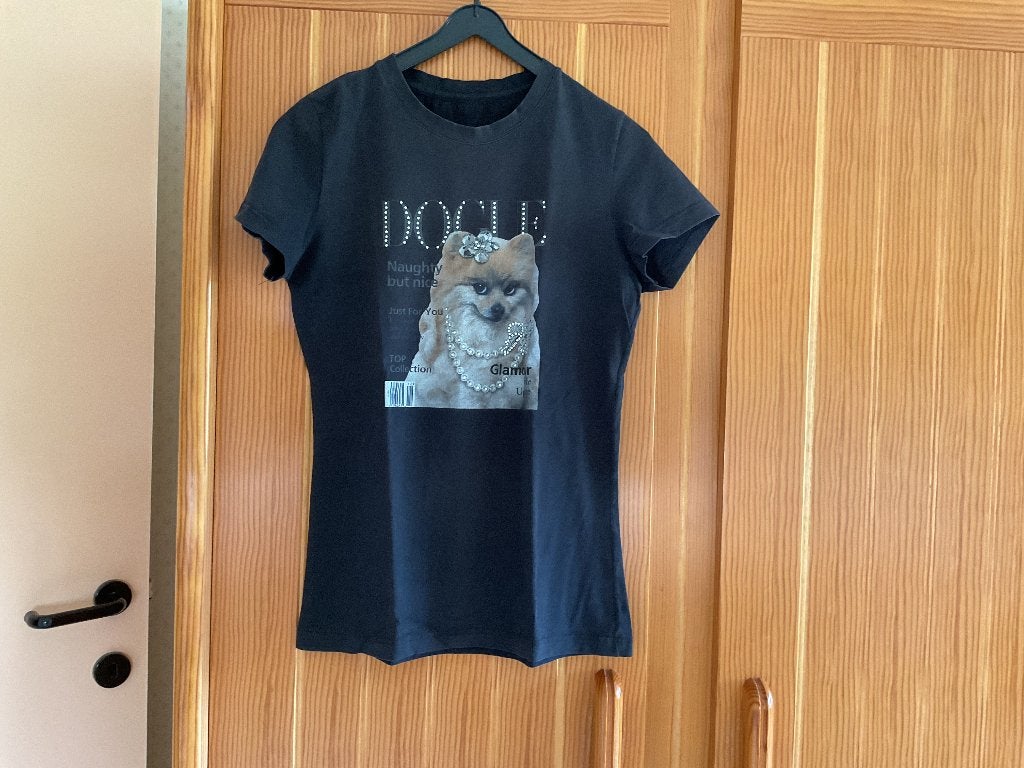 Zwart bedrukteT-shirt just for you maat 36, Ophalen, Zwart, Just for you, Zo goed als nieuw