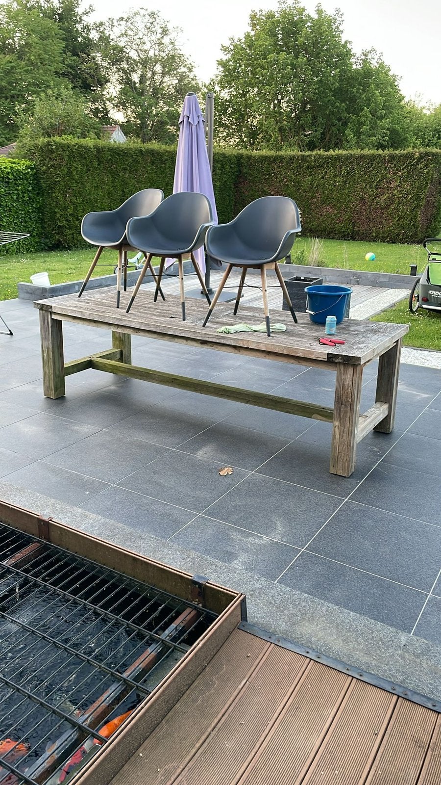 Tuintafel in teak, Tuin en Terras, Tuinsets en Loungesets, Ophalen, Gebruikt, Eettafel, 8 zitplaatsen