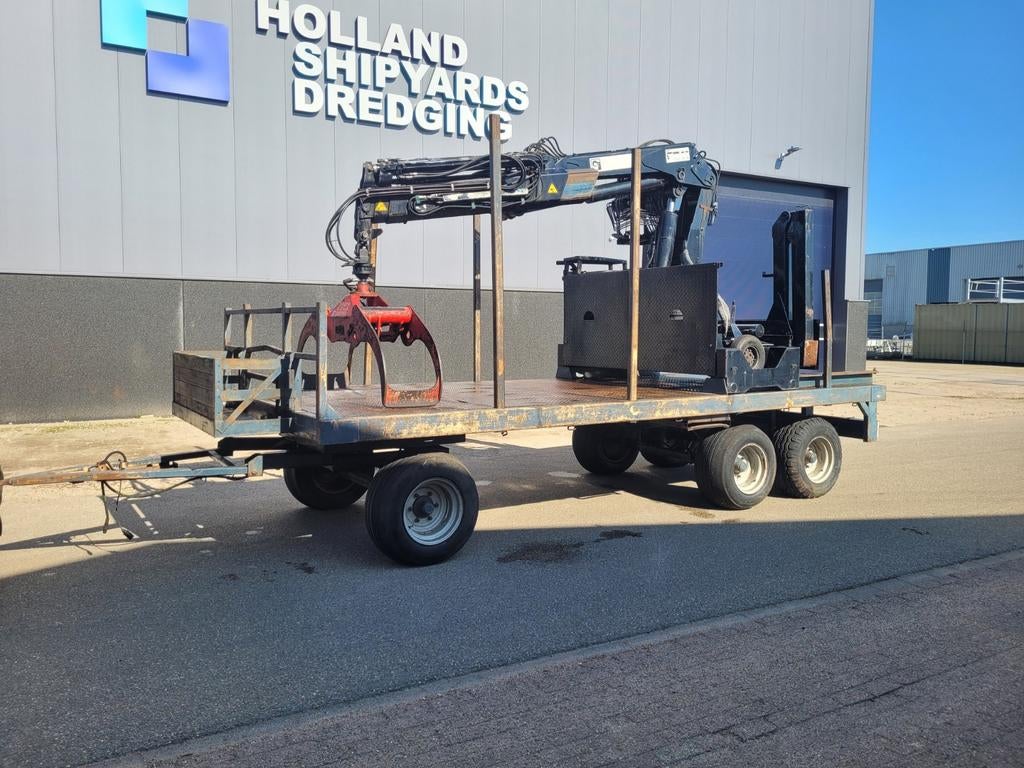 Aanhanger met hiab 15t kraan rotator bomen klem kraanwagen., Ophalen, Kraan