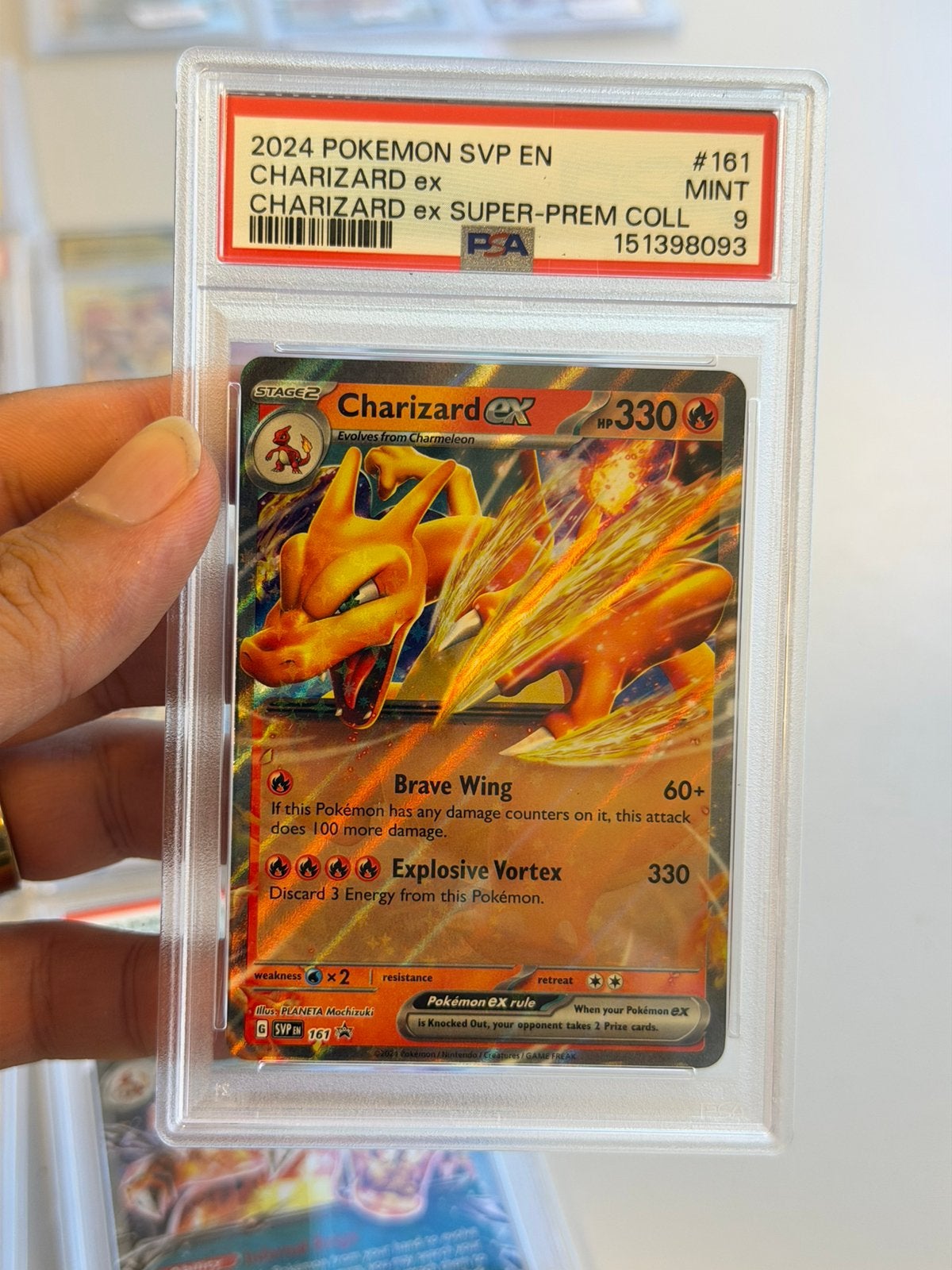 Charizard ex #161 Promo 2024 PSA 9 Pokémon Engels graded, Ophalen of Verzenden, Zo goed als nieuw, Losse kaart, Foil