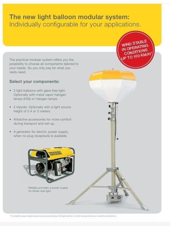Wacker Neuson light balloon, Bricolage & Construction, Lampe, 500 watts ou plus, Enlèvement, Utilisé
