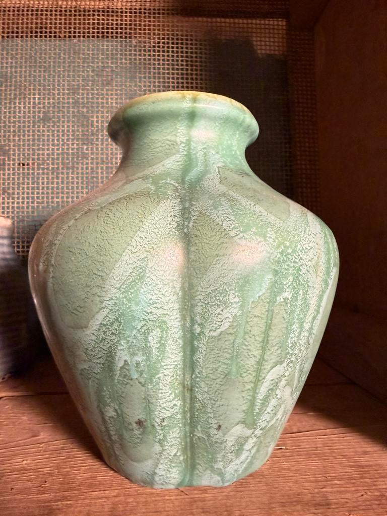 Art Deco vaas – Belgisch aardewerk – ca.1930 –groen craquelé, Antiek en Kunst, Ophalen of Verzenden