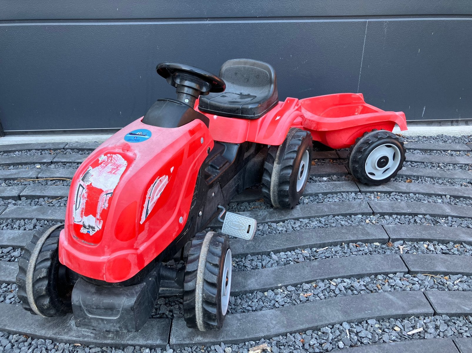 Tractor met aanhanger -  Smoby, Kinderen en Baby's, Ophalen, Gebruikt, Trapvoertuig