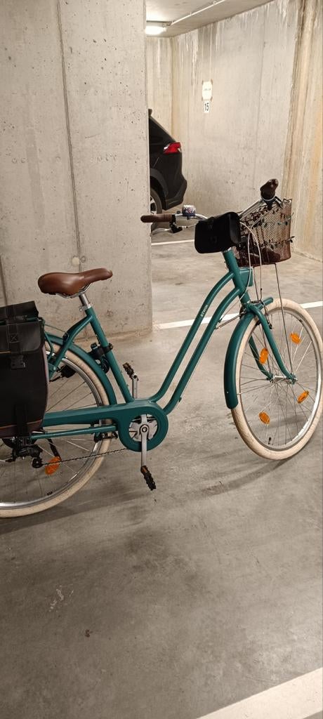 Velo elops Decathlon vert + panier 28, Enlèvement, Panier