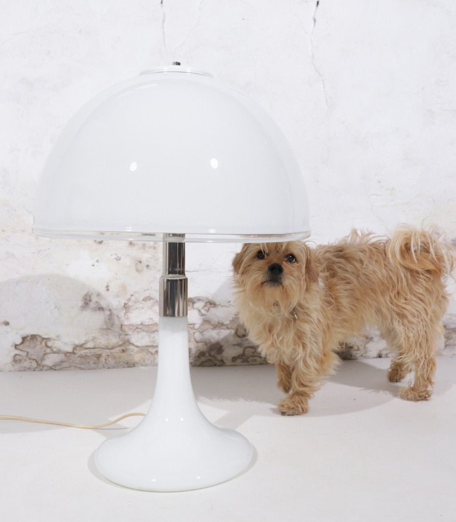 Mid Century Italiaanse Opaalwit Murano Tafellamp, Ophalen, Gebruikt, Overige merken, Vintage