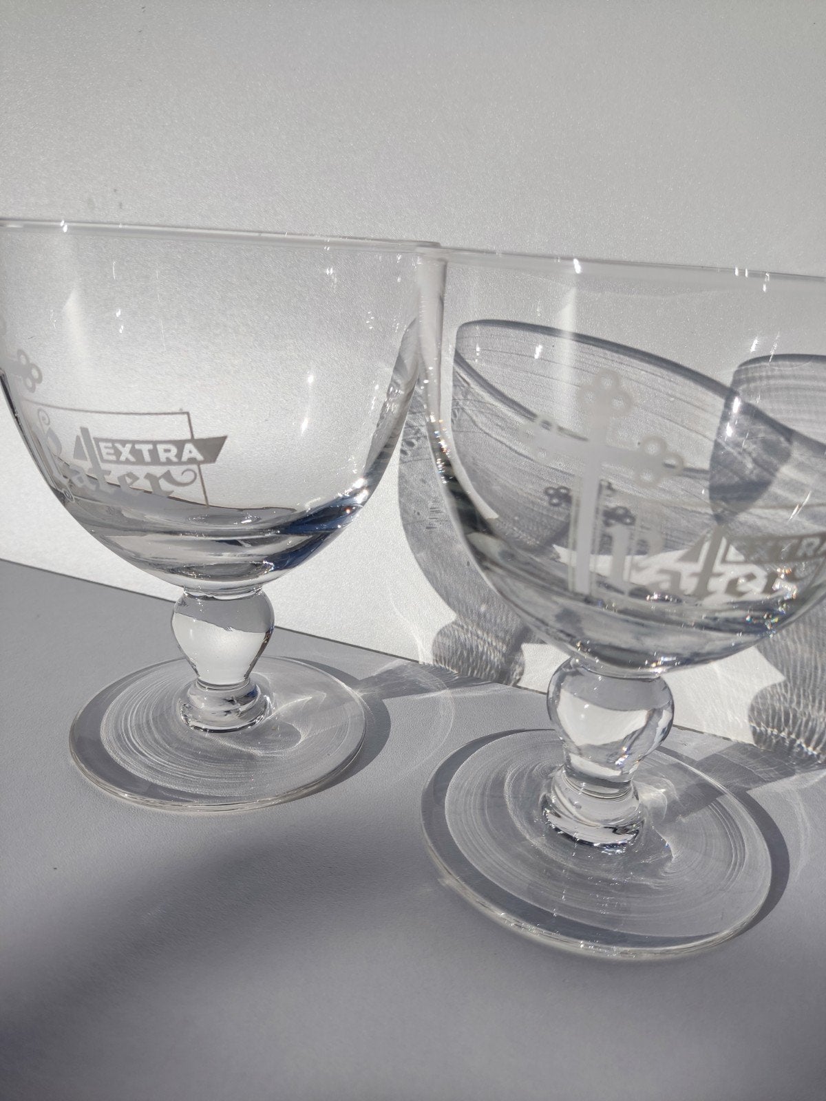 Set de 2 anciens verres à bière Extra Pater - Lust Brewery, Enlèvement, Comme neuf, Verre à bière