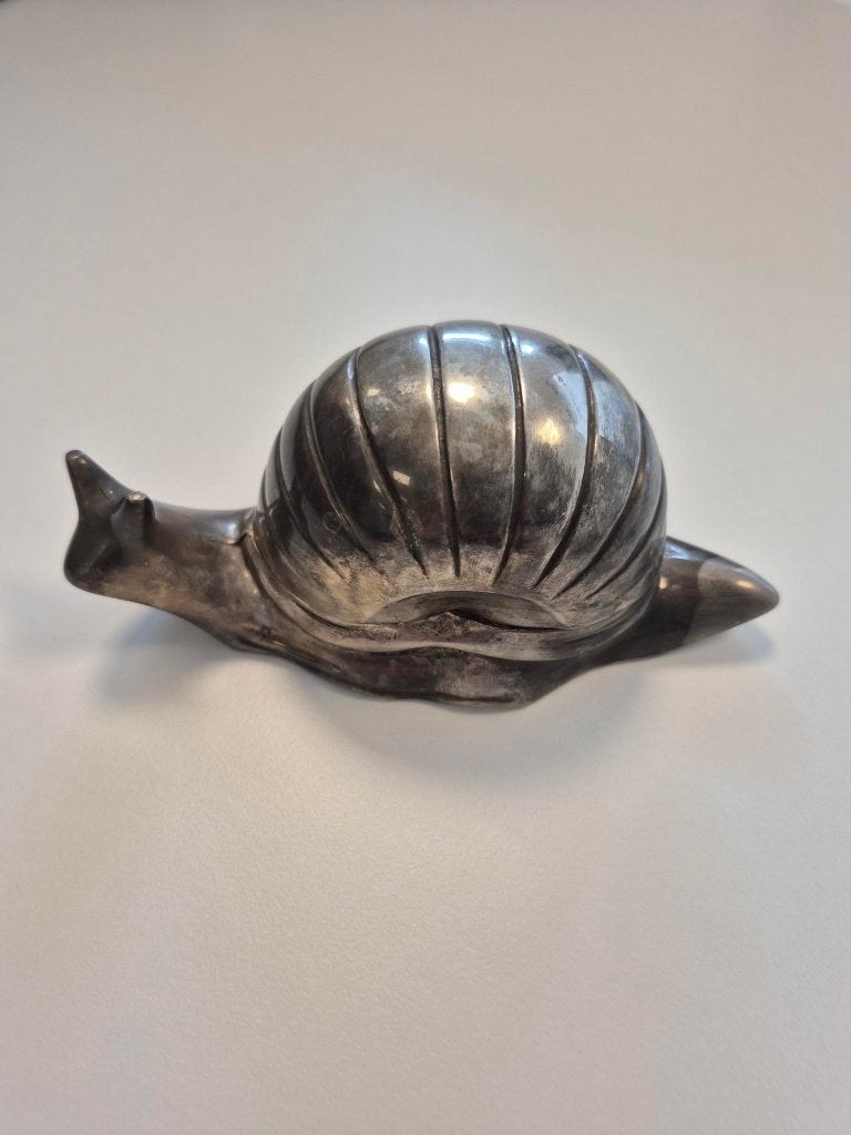 Slakvormige vintage verzilverde botervloot of kaviaarhouder, Ophalen