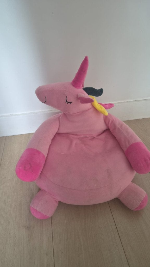 Roze eenhoorn kinderzetel - zachte kinderfauteuil, Enfants & Bébés, Jouets | Peluches, Overige karakters, Rose, Utilisé, Licorne