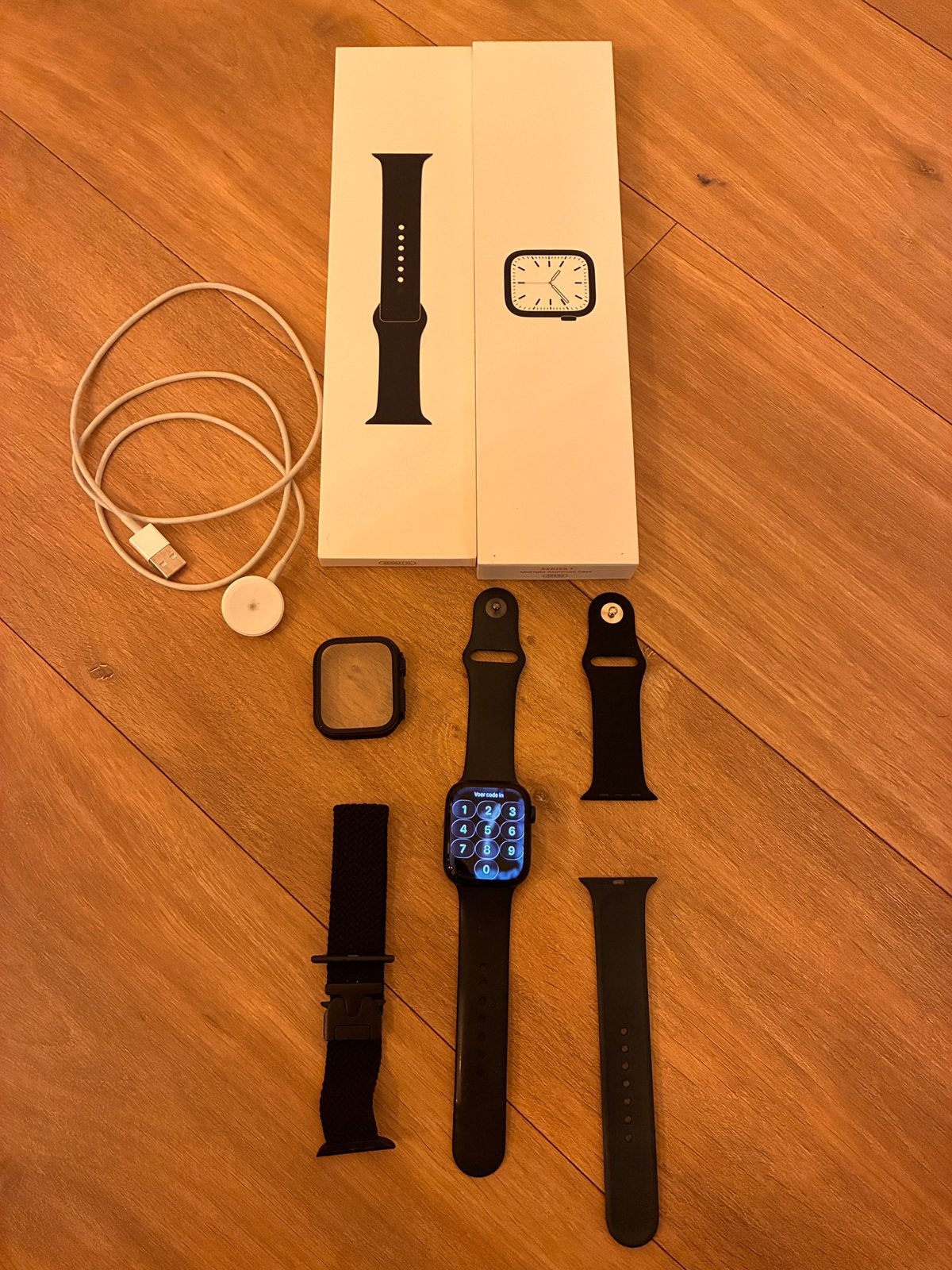 Apple Watch Series 7 45 mm zwart, Enlèvement, Comme neuf, Noir, IOS