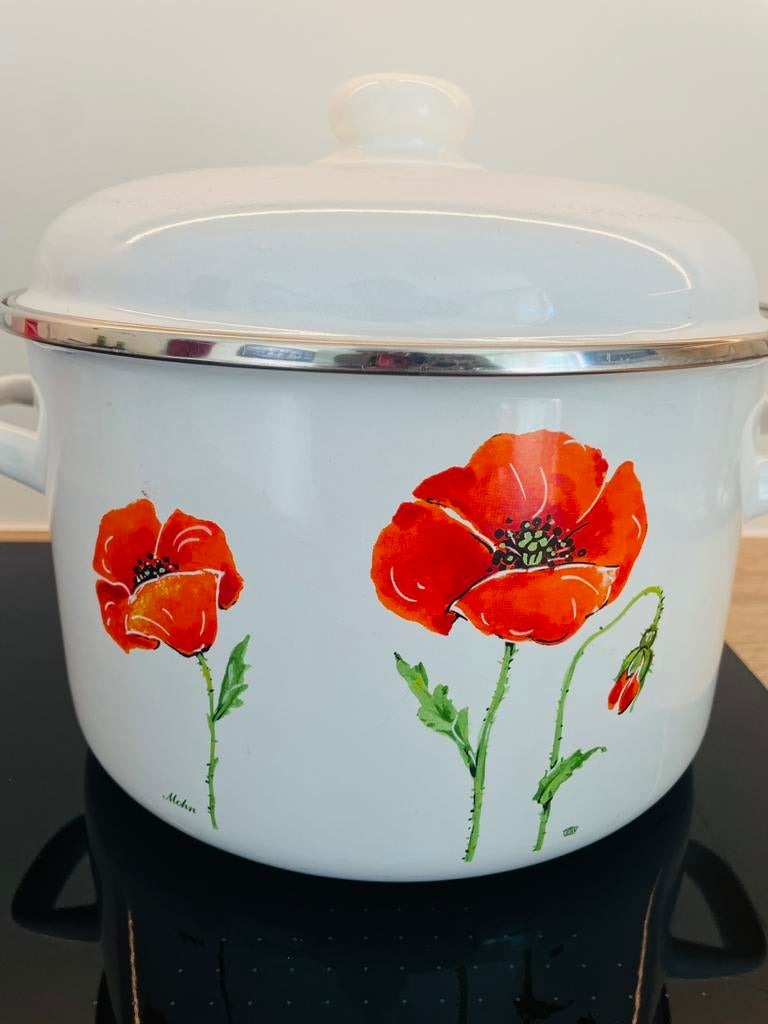 Gsw Mohn kom #26cm met papavers voor op alle vuren, Ophalen of Verzenden, Zo goed als nieuw