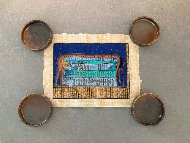 Rouleau de papyrus, Enlèvement ou Envoi, 33 cm, Bleu, Objet de décoration