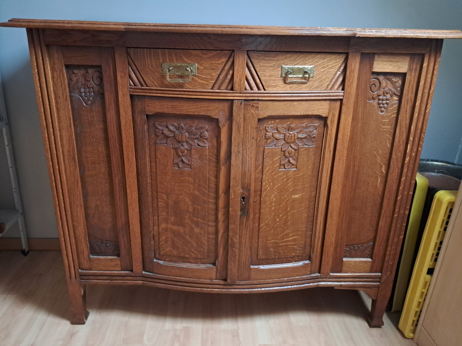 Antiek kastje H 98, B 115 D 50, Ophalen, Gebruikt, 100 tot 150 cm, Eikenhout