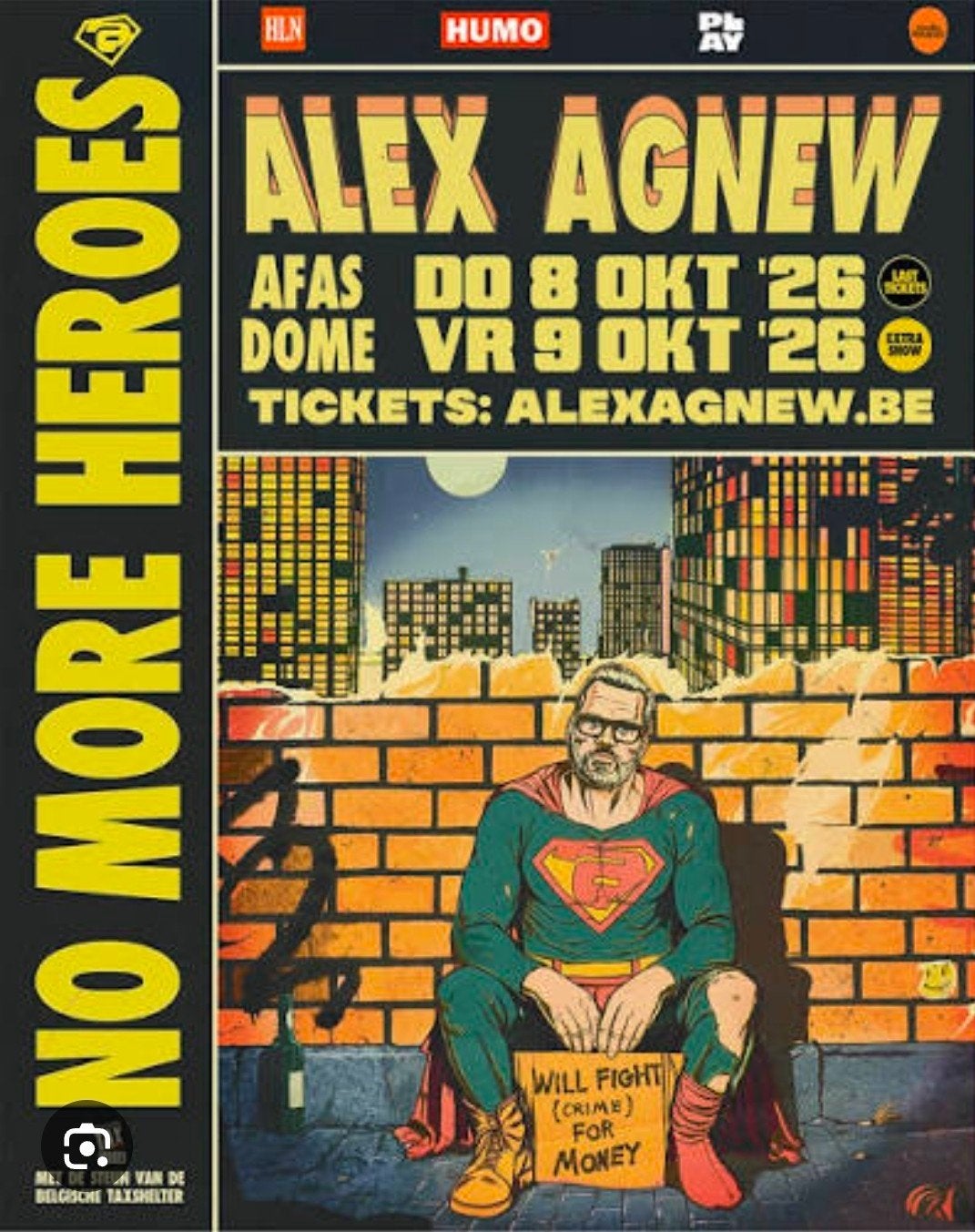 2 tickets Alex Agnew - 9 oktober Afas Dome, Tickets & Billets, Deux personnes