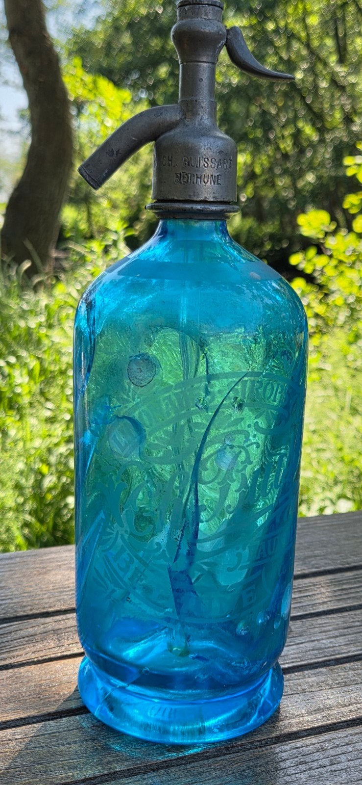 Bouteille à siphon ancienne décorative/dans son jus, Antiquités & Art, Enlèvement ou Envoi
