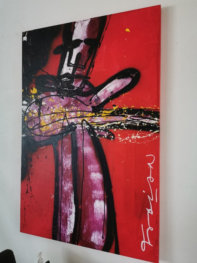 Purple Haze (herman Brood)  Met Certificaat Fabian, Antiek en Kunst, Ophalen, Gesigneerd, Doek