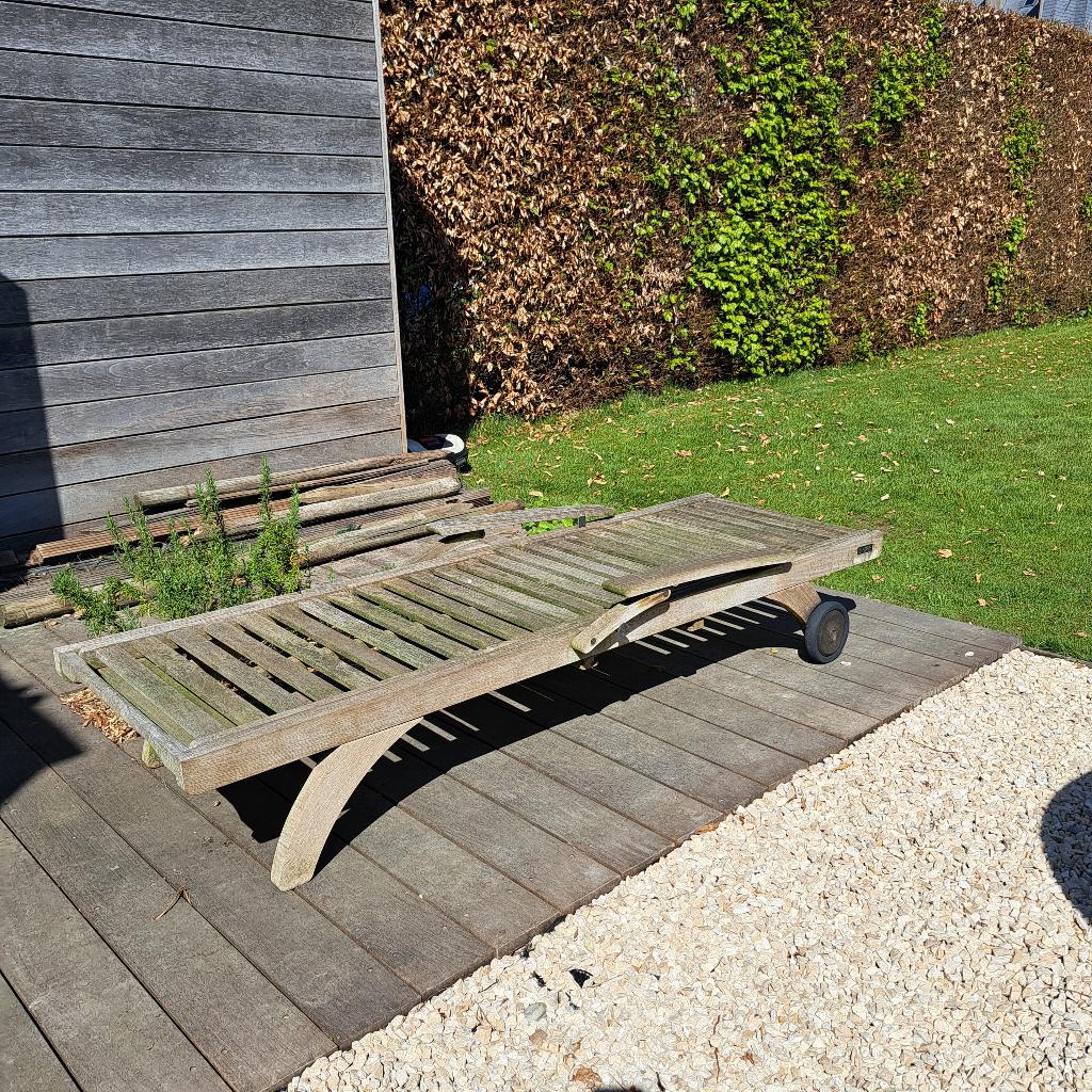 Tuinstoel / ligstoel in teakhout, Tuin en Terras, Ophalen, Gebruikt, Teakhout