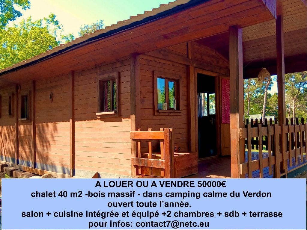 chalet op camping du Verdon (04) France, Immo, Buitenverblijven te koop, Chalet