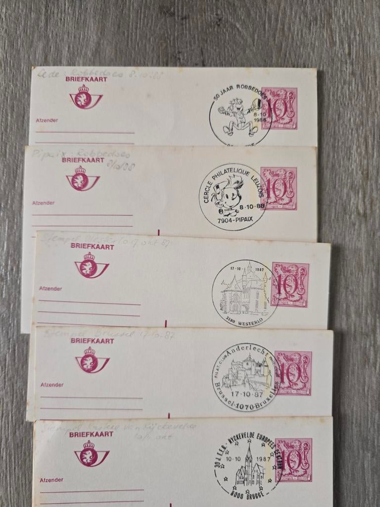 Lot Belgische Briefkaarten met Speciale Stempels robbedoes, Timbres & Monnaies, Lettres & Enveloppes | Belgique, Carte postale