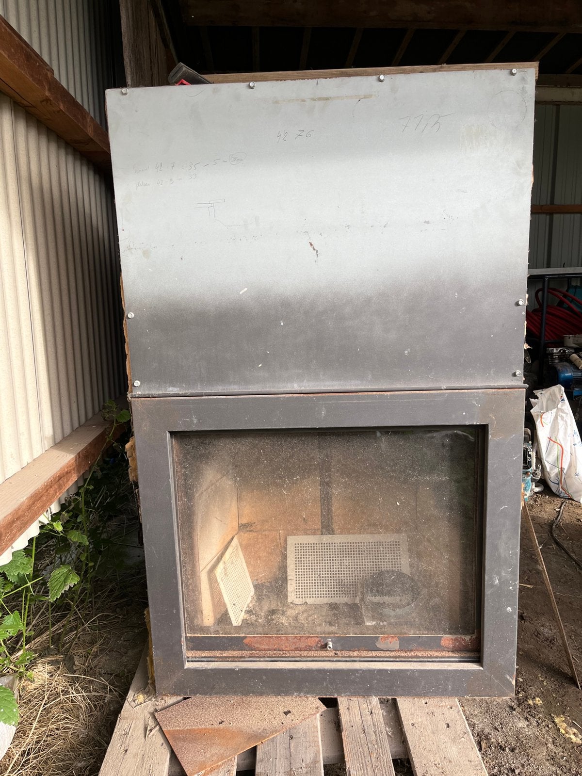 Houtstoof met liftdeur, Huis en Inrichting, Ophalen, Gebruikt, Houtkachel, Inbouw