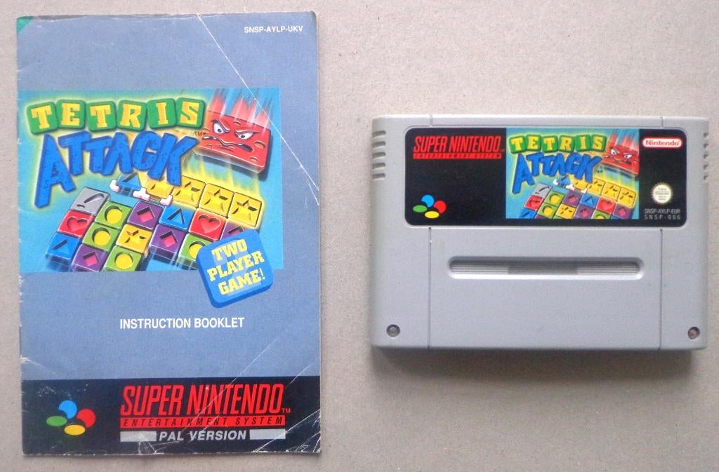 Tetris Attack voor de Europese Super Nintendo + boekje, Games en Spelcomputers, Ophalen of Verzenden, Gebruikt