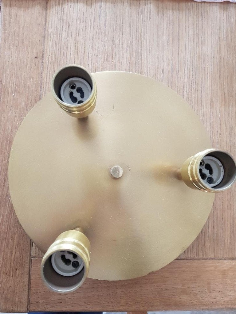 Luminaire en laiton pour 3 spots, Maison & Meubles, Enlèvement ou Envoi, Spot encastrable ou Spot mural, Comme neuf, E27 (grand)