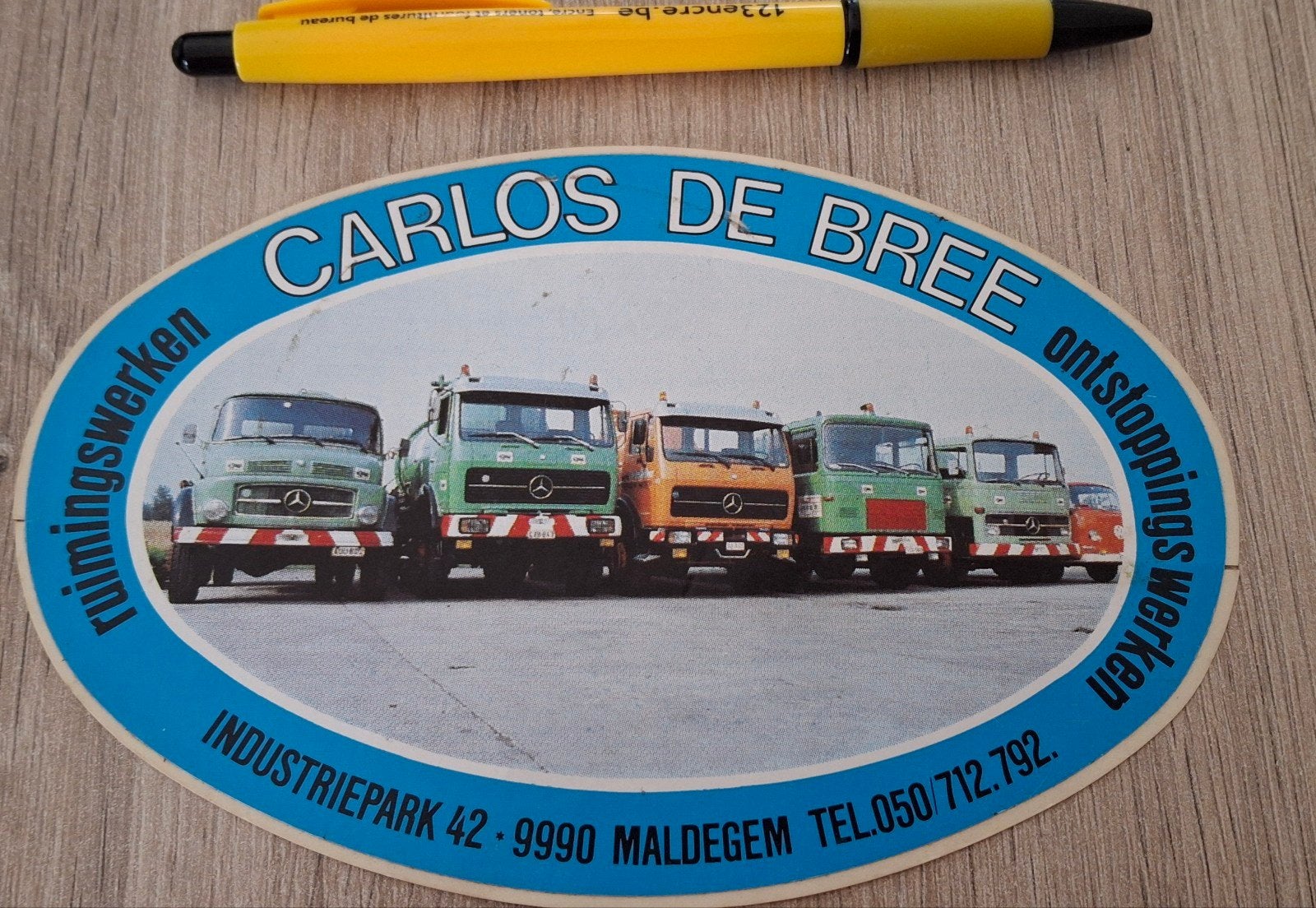 Autocollant Mercedes pour camion Carlos De Bree Maldegem, Enlèvement ou Envoi, Comme neuf, Voiture ou Moto