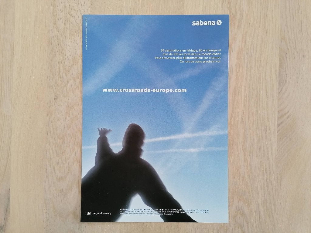 Sabena Poster Qualiflyer Group 90s Person in Shadow, Verzamelen, Ophalen of Verzenden, Nieuw