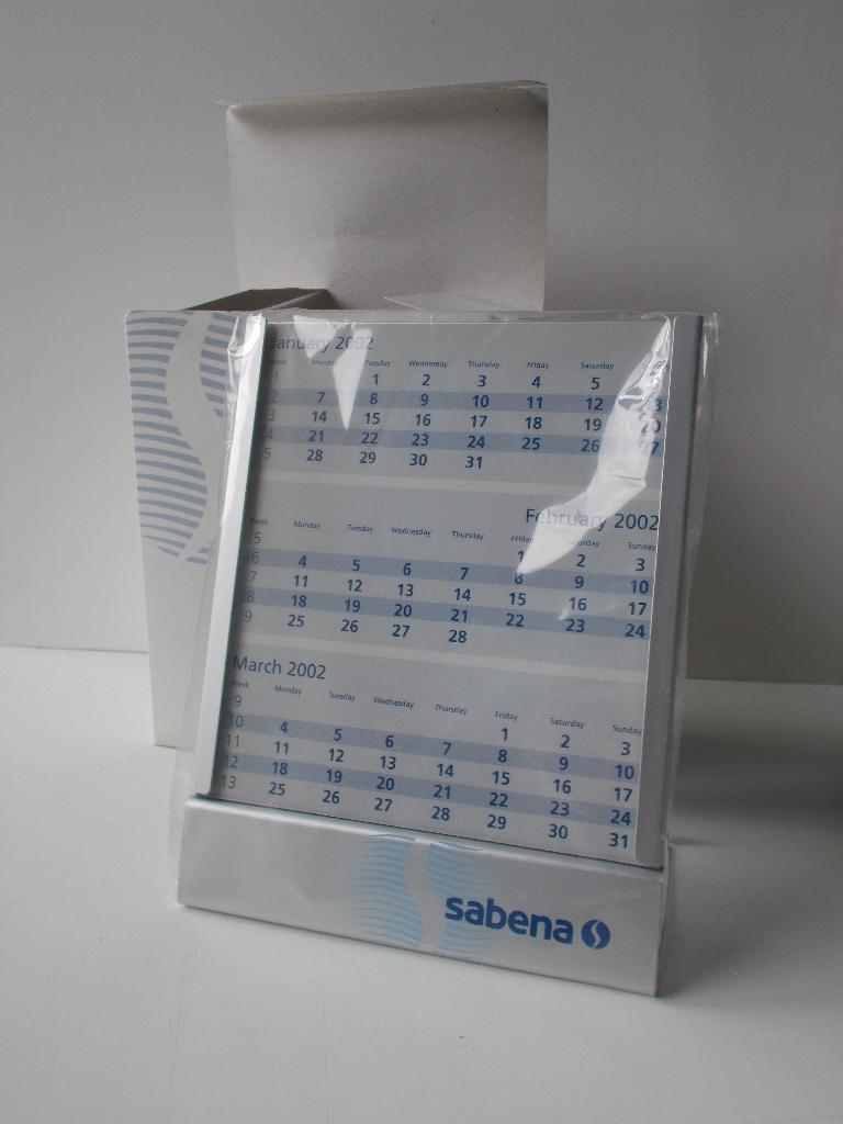 Sabena Kalender jaar 2002-2003 aluminium nieuw in doos, Verzamelen, Ophalen of Verzenden, Nieuw