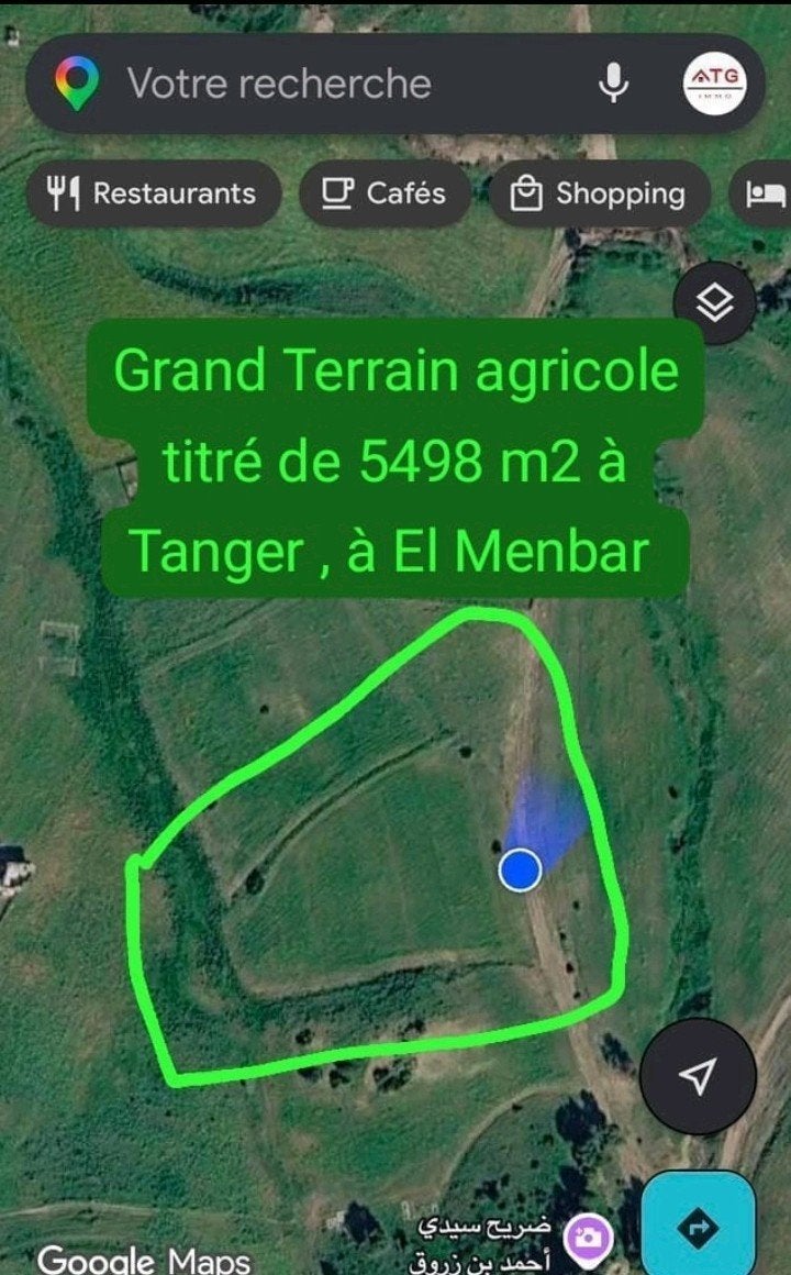 À Vendre – Grand Terrain Agricole titré de 5498 m² à Tanger, Tanger Maroc, Ventes sans courtier, 1500 m² ou plus