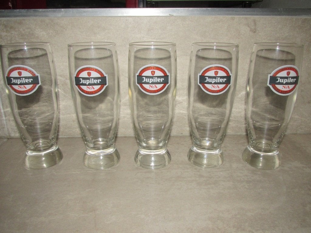 Verres - flutes JUPILER N.A. (Lot de 5), Collections, Enlèvement, Utilisé, Verre ou Verres, Jupiler